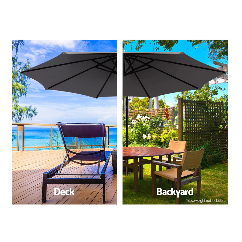 3m Outdoor Umbrella Cantilever Beach Garden Patio Charcoal