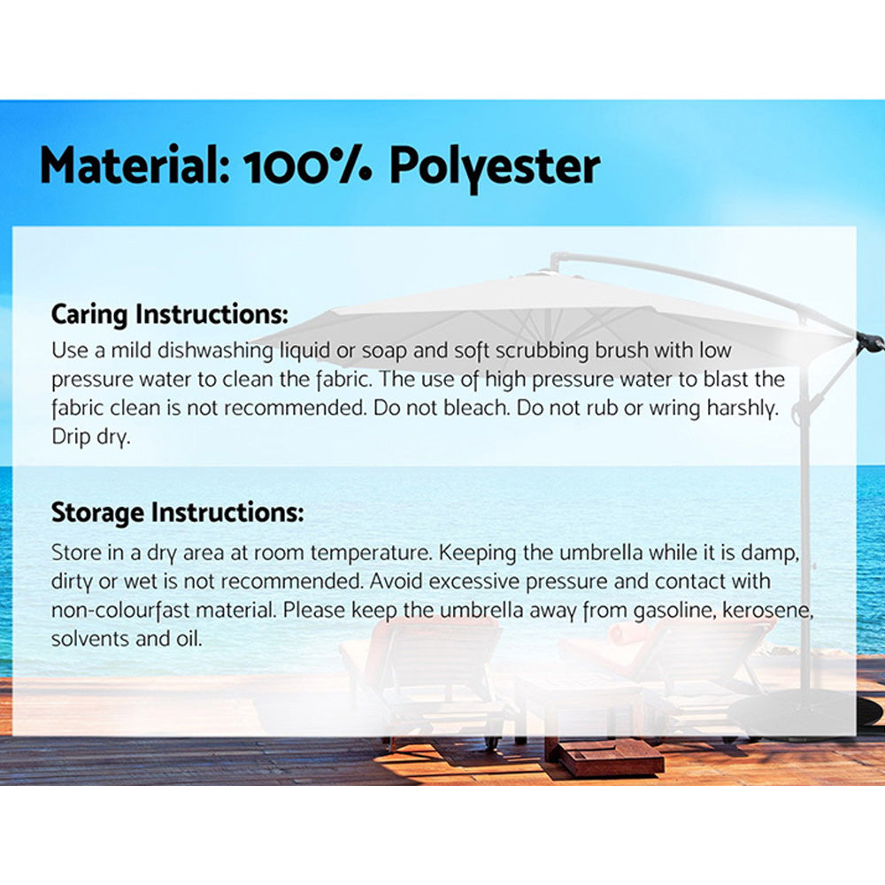 3m Outdoor Umbrella Cantilever Beach Garden Patio Charcoal