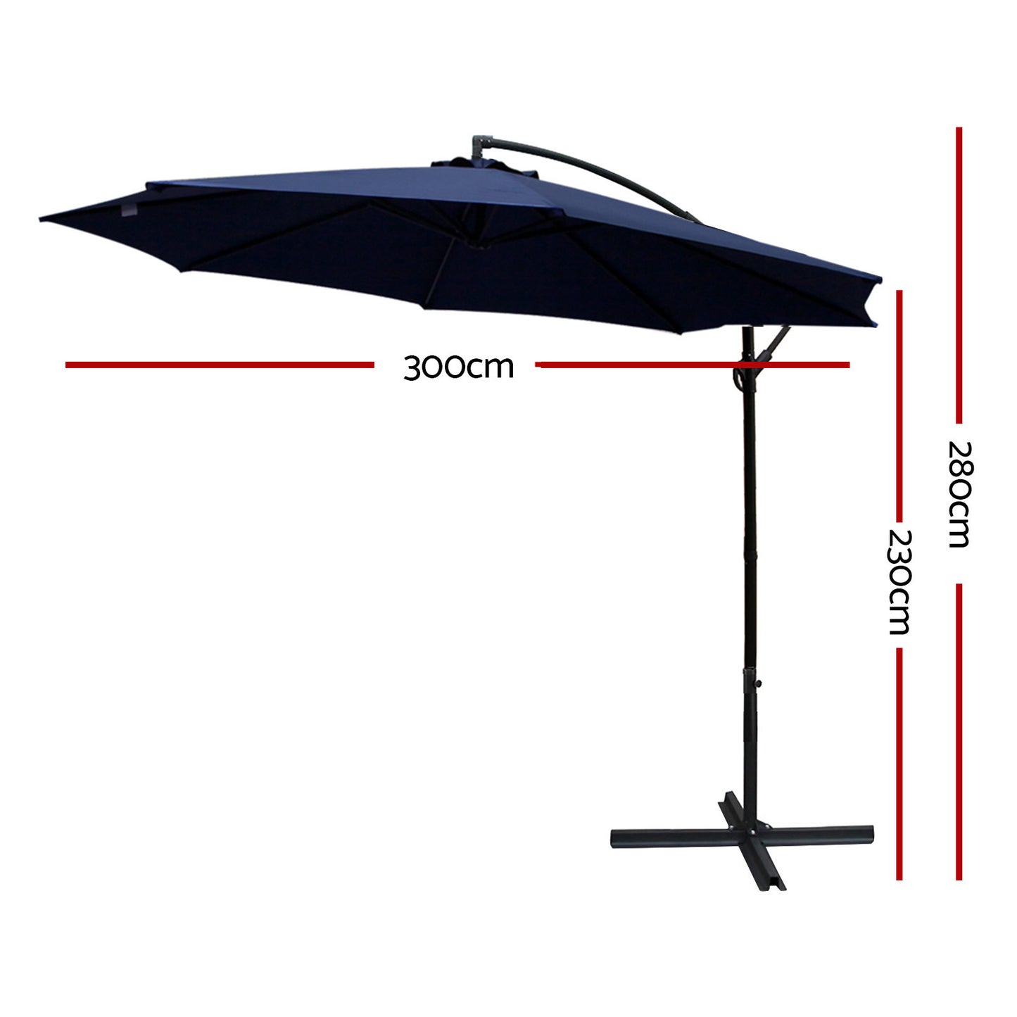 3m Outdoor Umbrella Cantilever Beach Garden Patio Navy