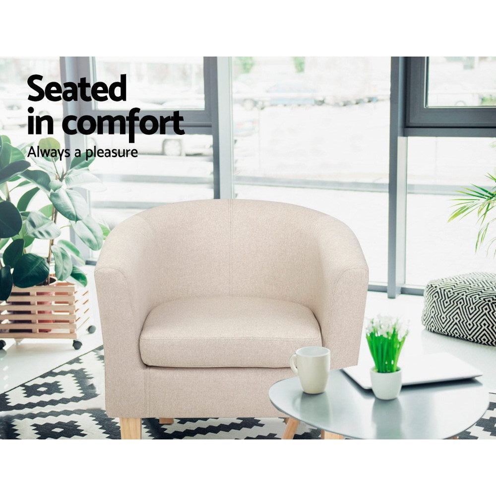 Armchair Lounge Chair Tub Accent Armchairs Fabric Sofa Chairs Beige