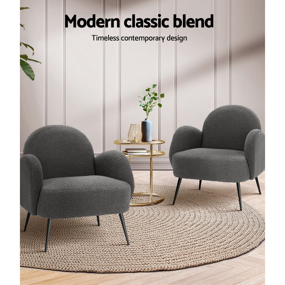 Armchair Boucle Charcoal Hanes