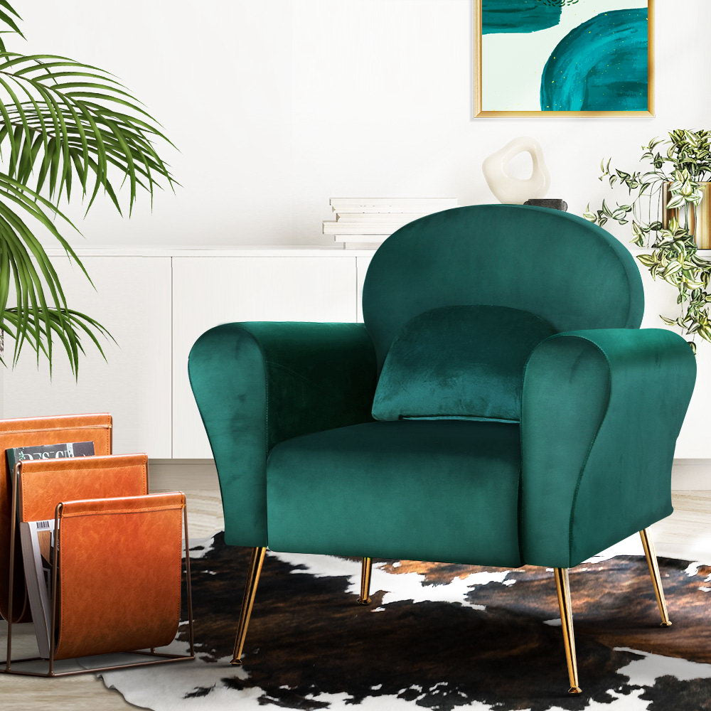 Armchair Green Velvet Caroline