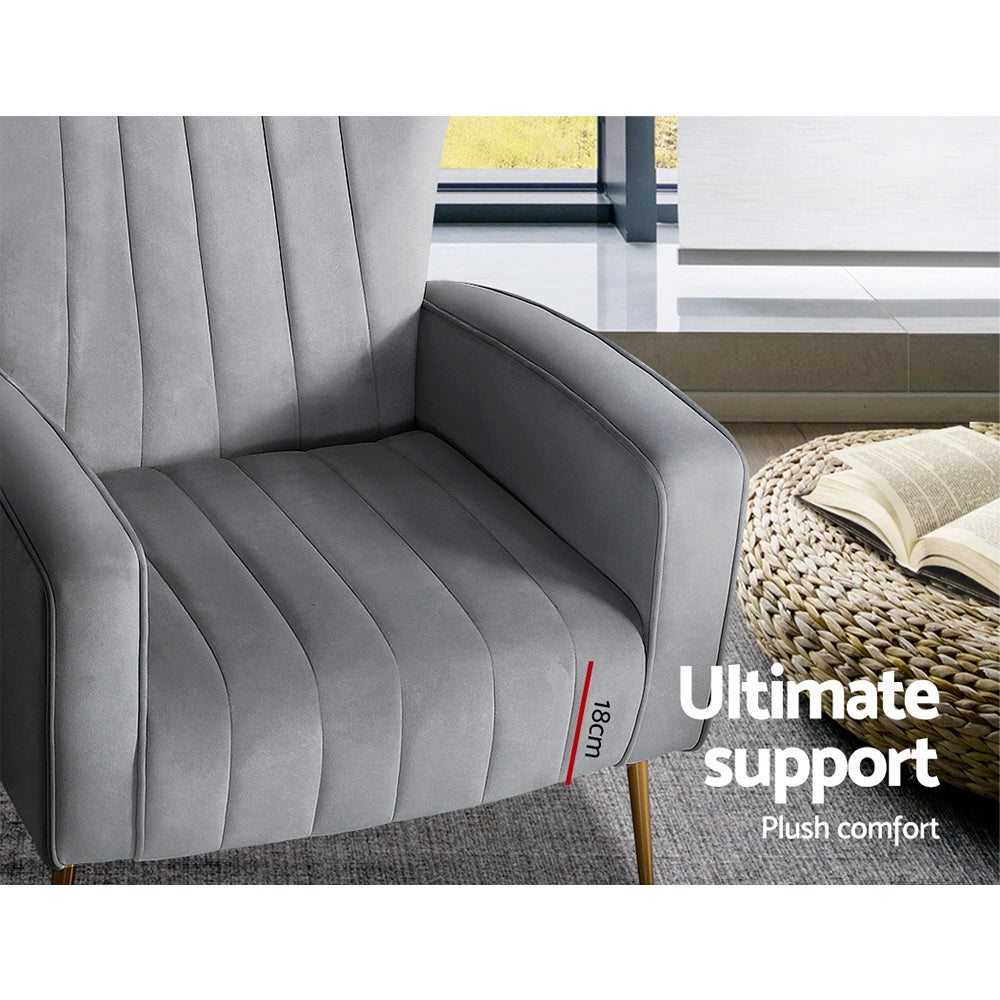 Armchair Grey Velvet Kate
