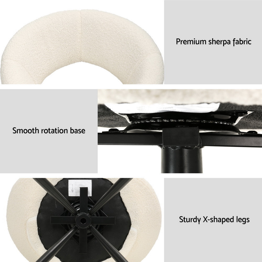 Dining Chairs Set of 2 Sherpa Boucle Swivel Base