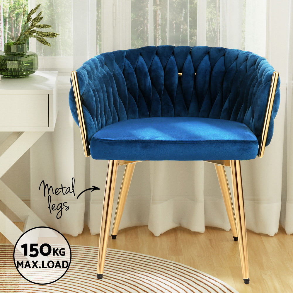 Dining Chair Velvet Weaving Armchair Blue