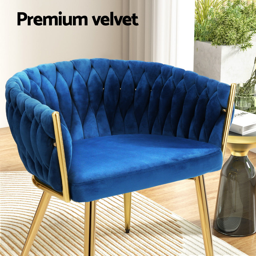 Dining Chair Velvet Weaving Armchair Blue
