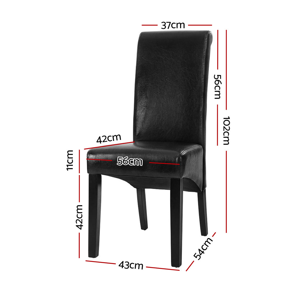 Dining Chairs Set of 2 Leather Parsons Chair Black