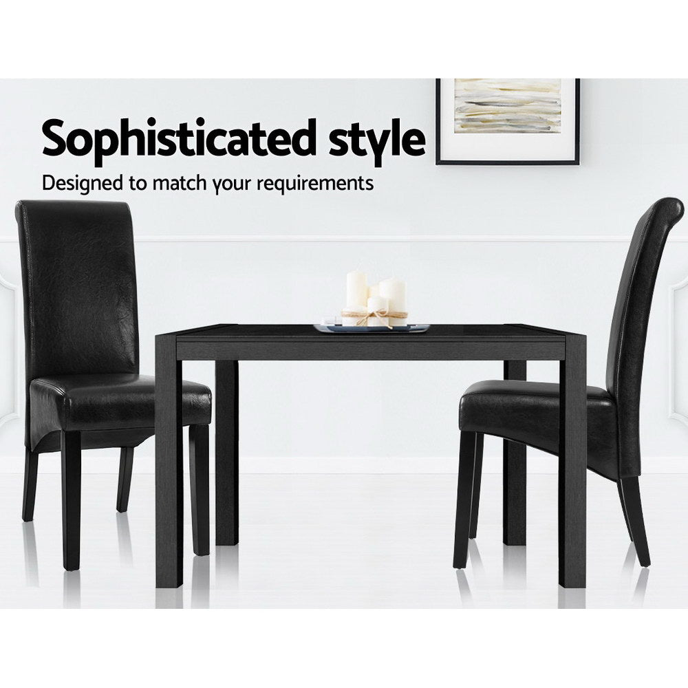 Dining Chairs Set of 2 Leather Parsons Chair Black