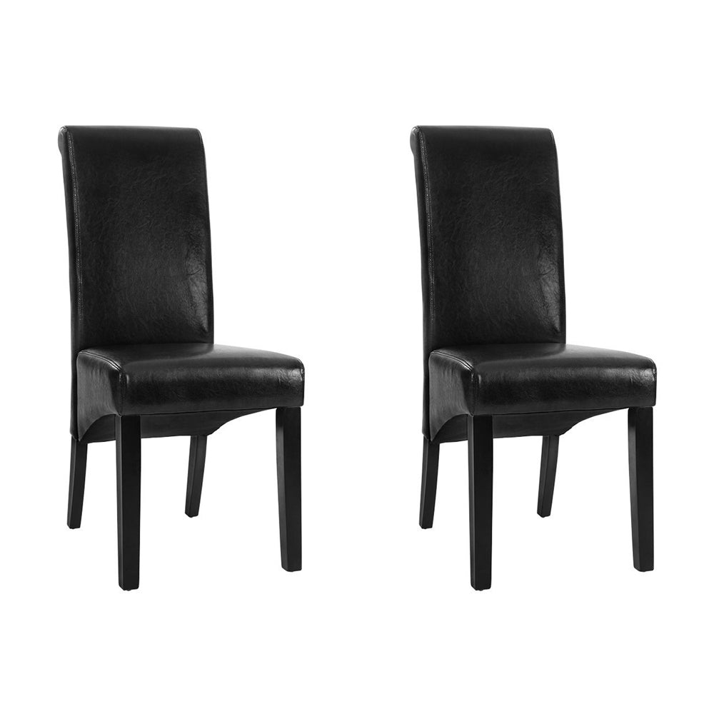 Dining Chairs Set of 2 Leather Parsons Chair Black