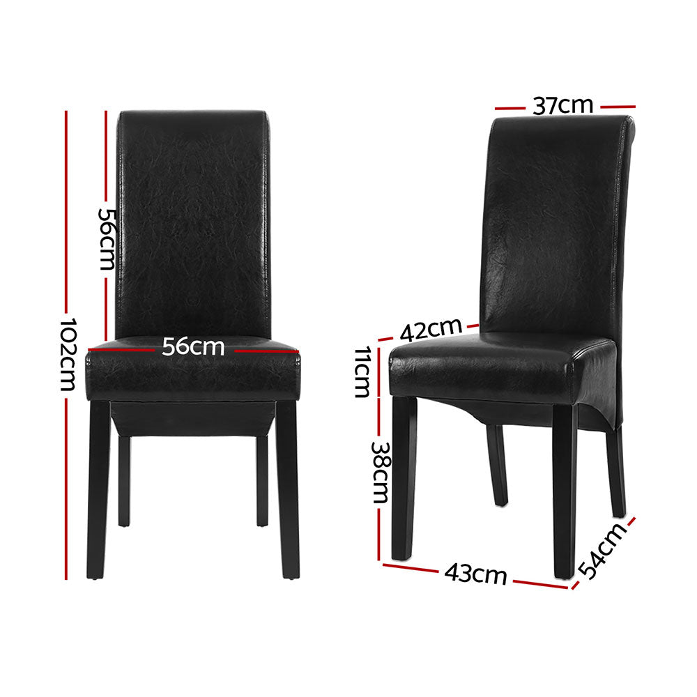 Dining Chairs Set of 2 Leather Parsons Chair Black