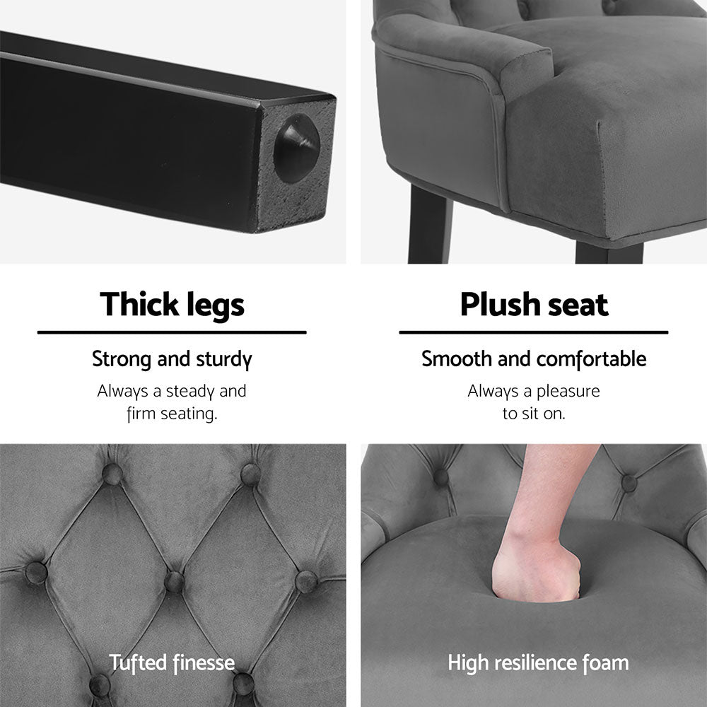 Dining Chairs Set of 4 Velvet French Provincial Grey