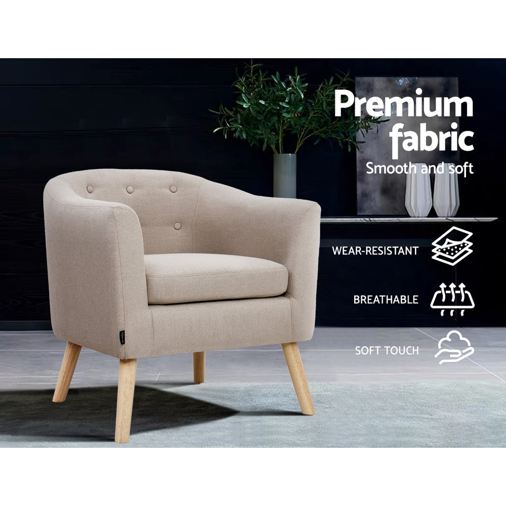 Armchair Tub Chair Beige Adora
