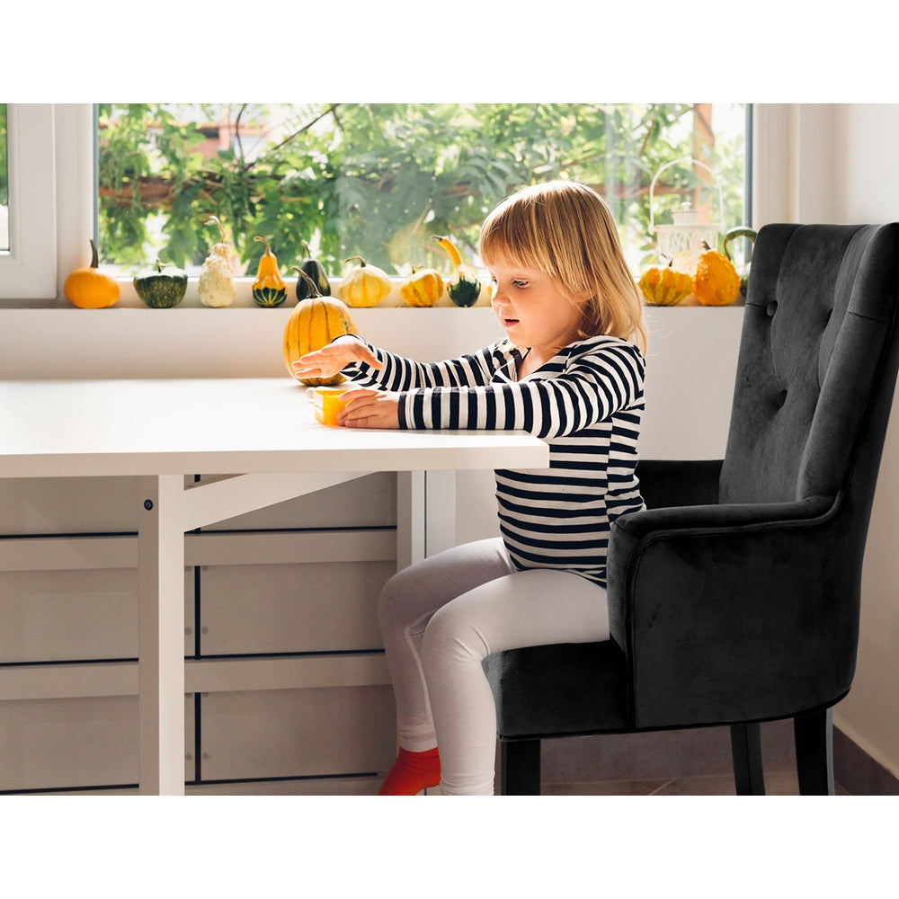 Dining Chair Velvet French Provincial Armchair Black