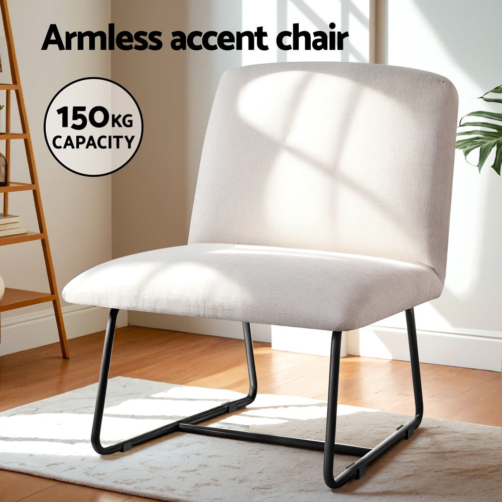 Accent Chair Armchair Cross Leg Beige