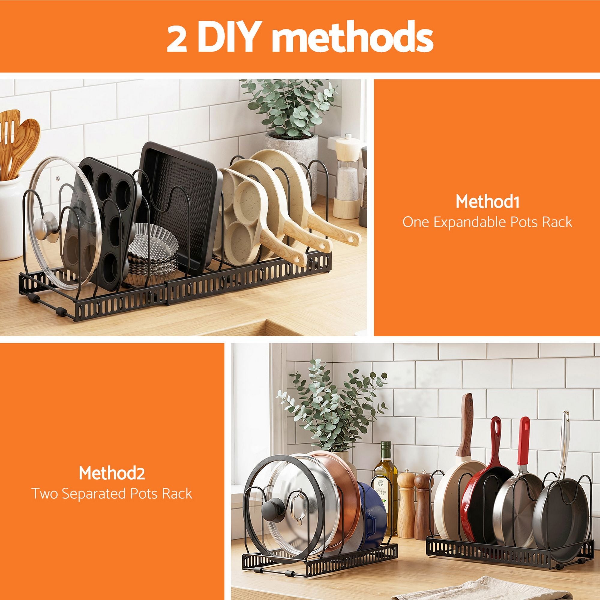 Artiss Expandable Pots and Pans Organizer Rack Cookware Holder Kitchen Cabinet Rack
