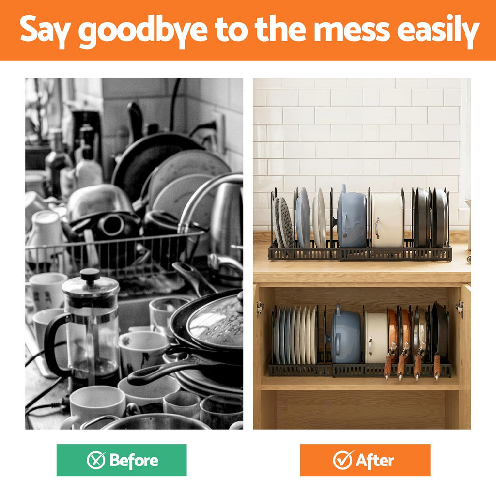 Artiss Expandable Pots and Pans Organizer Rack Cookware Holder Kitchen Cabinet Rack