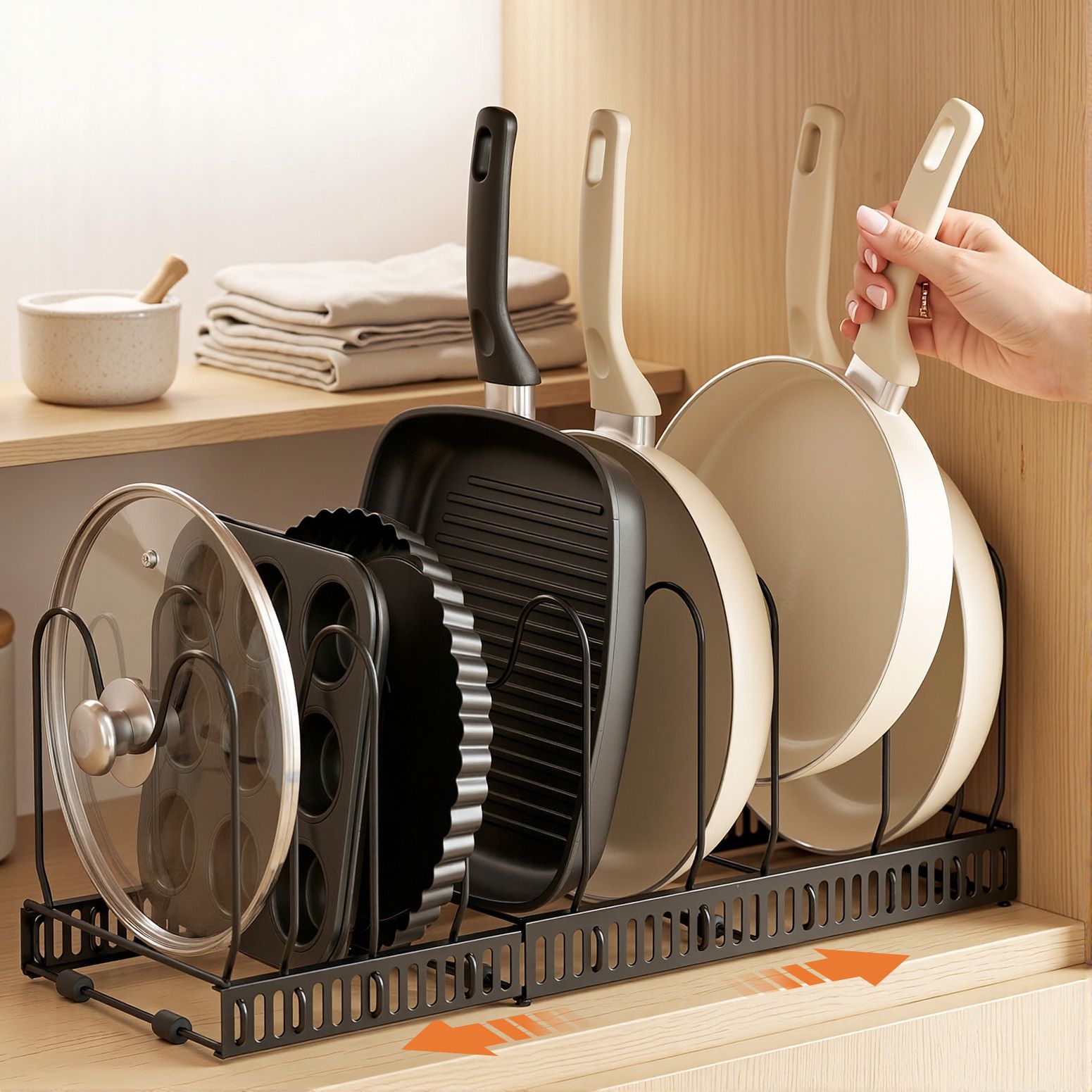 Artiss Expandable Pots and Pans Organizer Rack Cookware Holder Kitchen Cabinet Rack