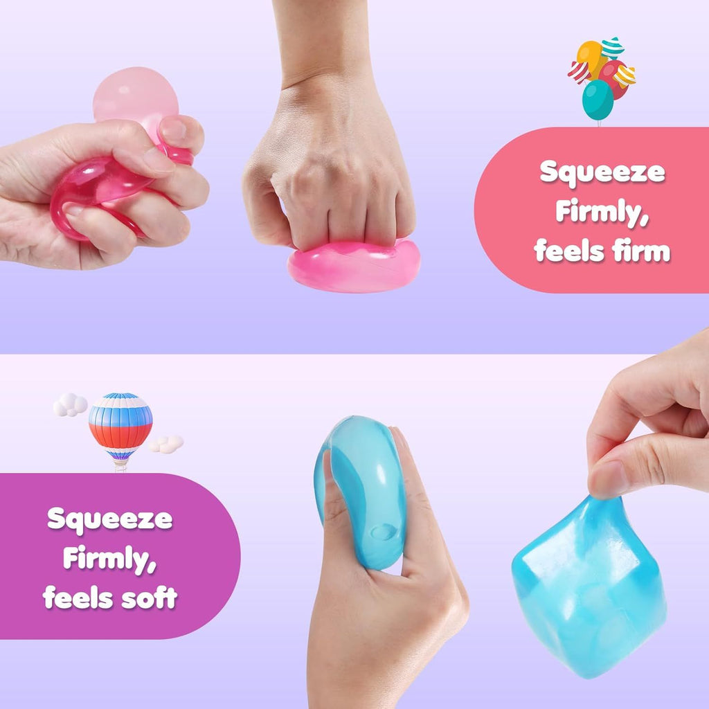 3-Pack Squishy Stress Cube Fidget Toys, Slow Rising Gel Sensory Squeeze Blocks for Anxiety Relief, Quiet Desk Toy for Kids and Adults (Pink Purple Blue)