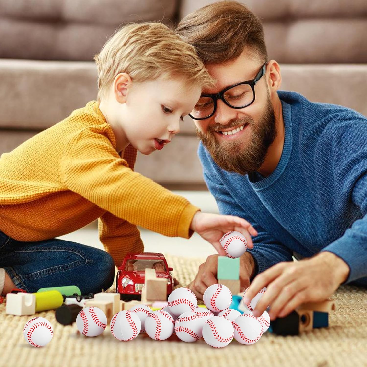 Mini Baseball Stress Ball 20 Packs Baseball Party Favors Small Foam Squeeze Anxiety Toy Sports Squishy Ball for Kids School Carnival Reward Baseball Party Decorations Supplies