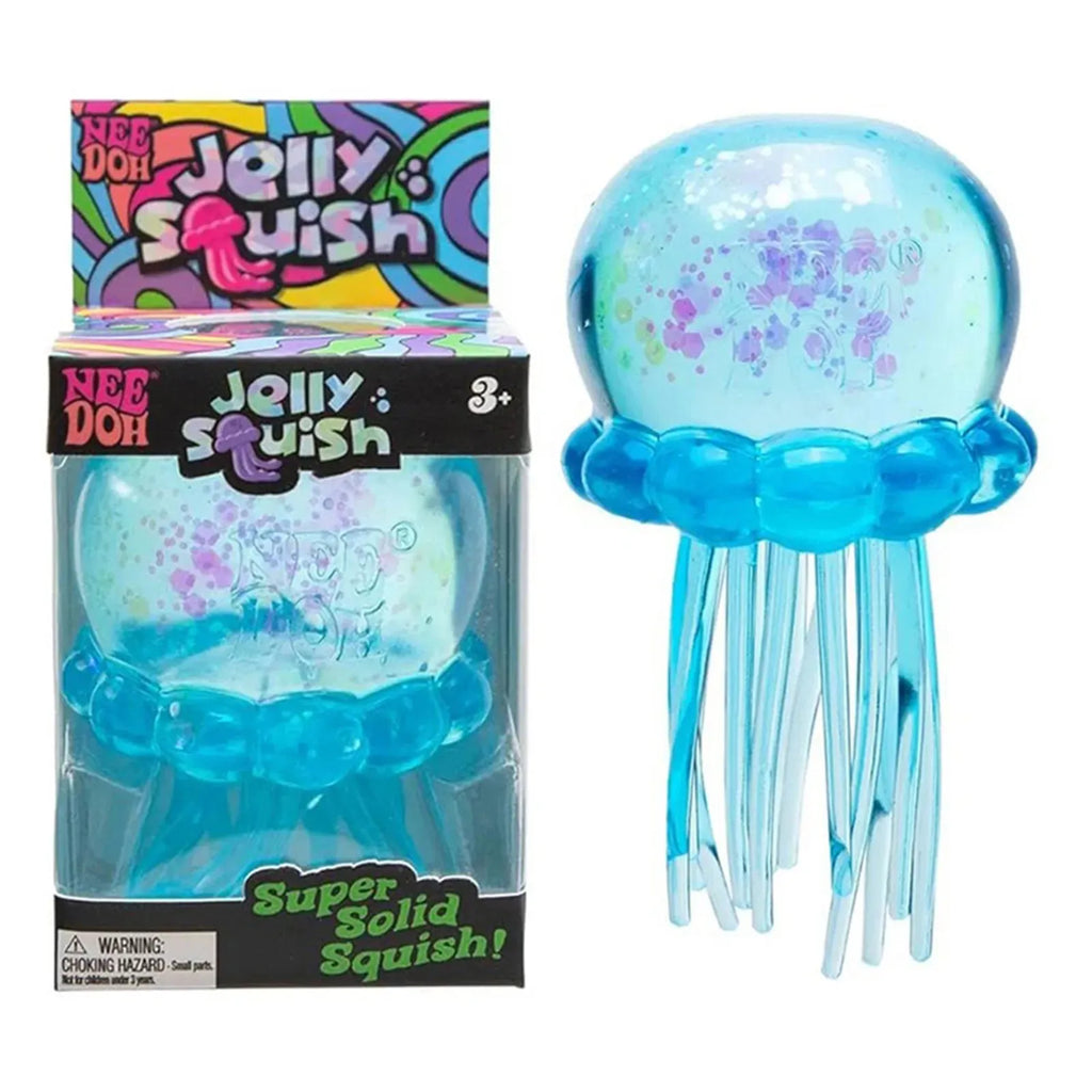 Transparent Jellyfish Squeeze Item, Blue Glitter Finish