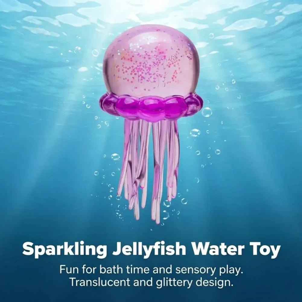 Transparent Jellyfish Squeeze Item, Blue Glitter Finish