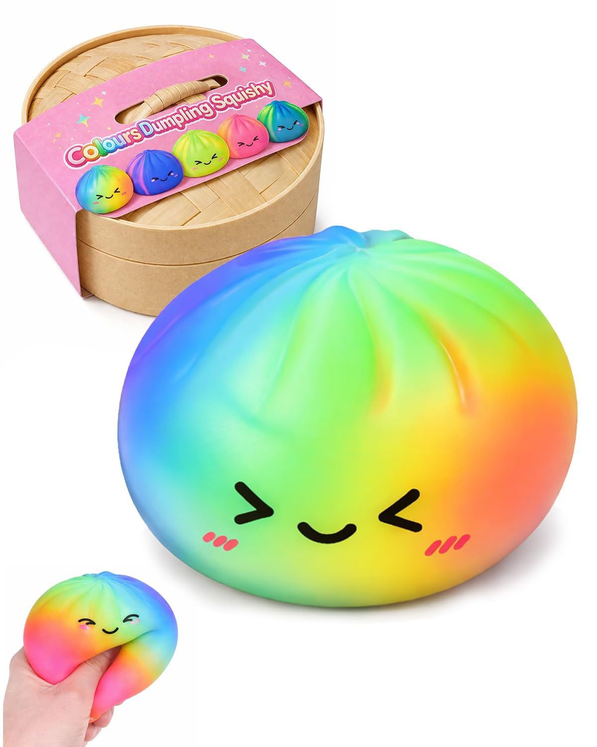 Tie-Dye Dumpling Squishy with Steamer, Slow-Rise Squeeze Item