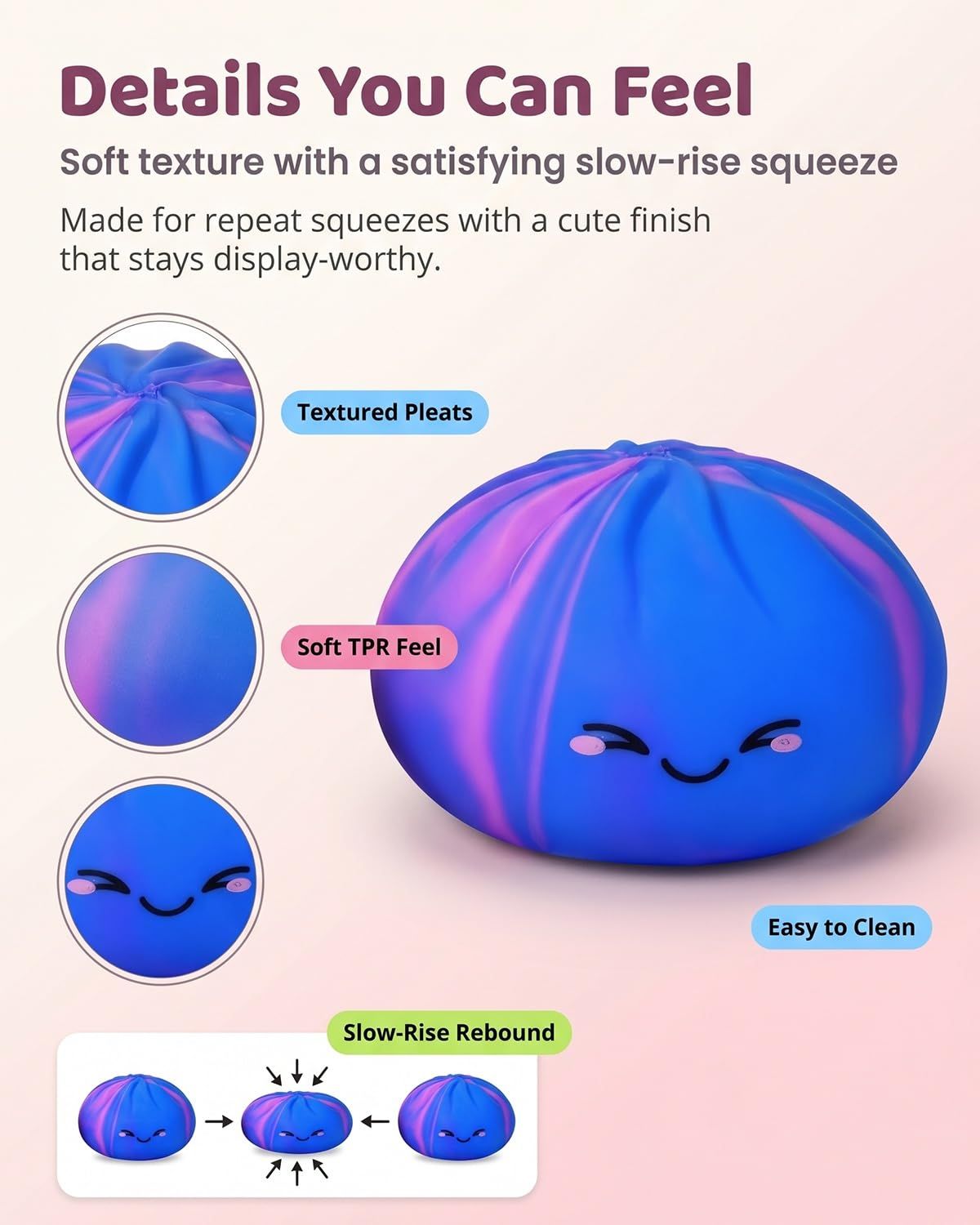 Tie-Dye Dumpling Squishy with Steamer, Slow-Rise Squeeze Item