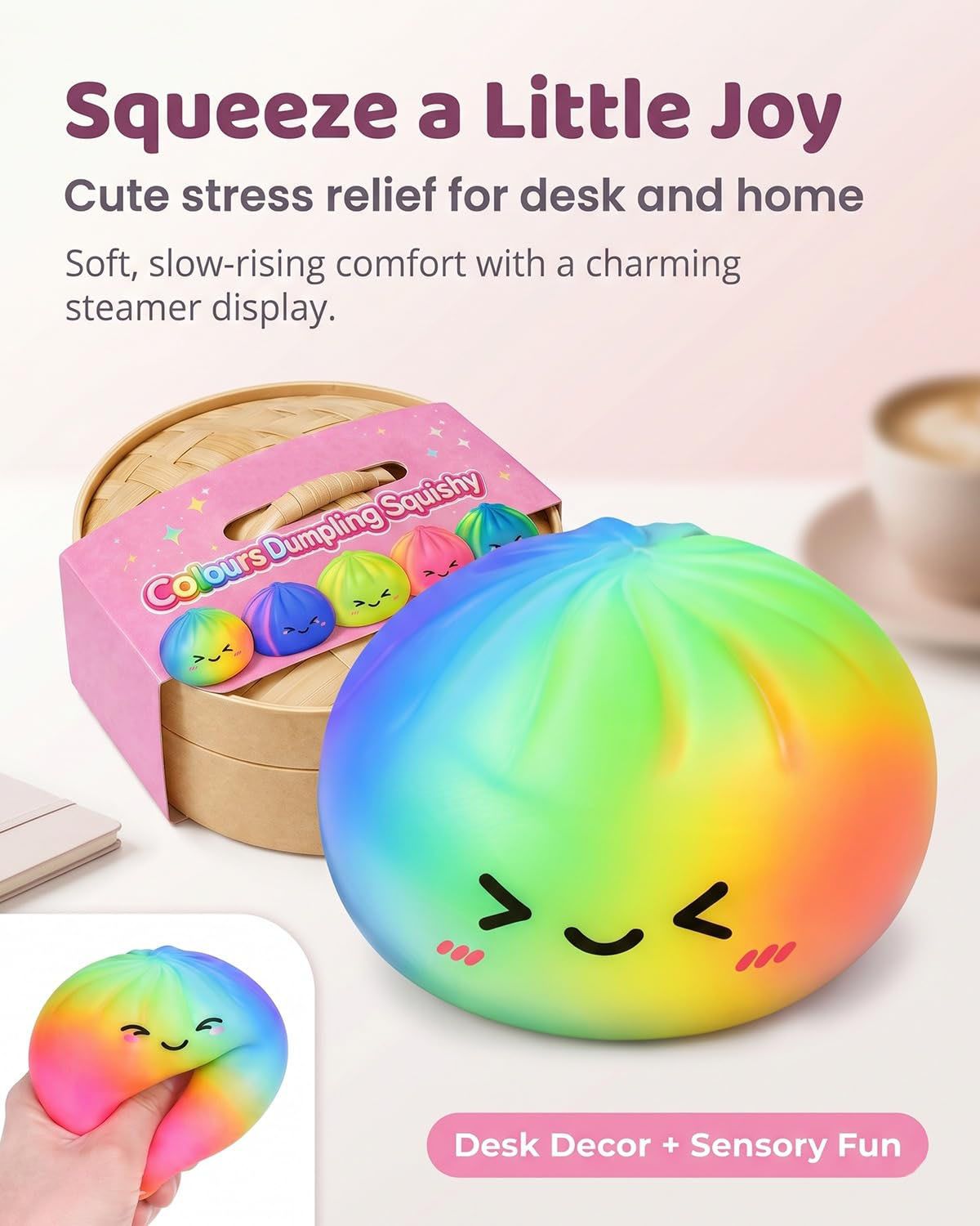 Tie-Dye Dumpling Squishy with Steamer, Slow-Rise Squeeze Item