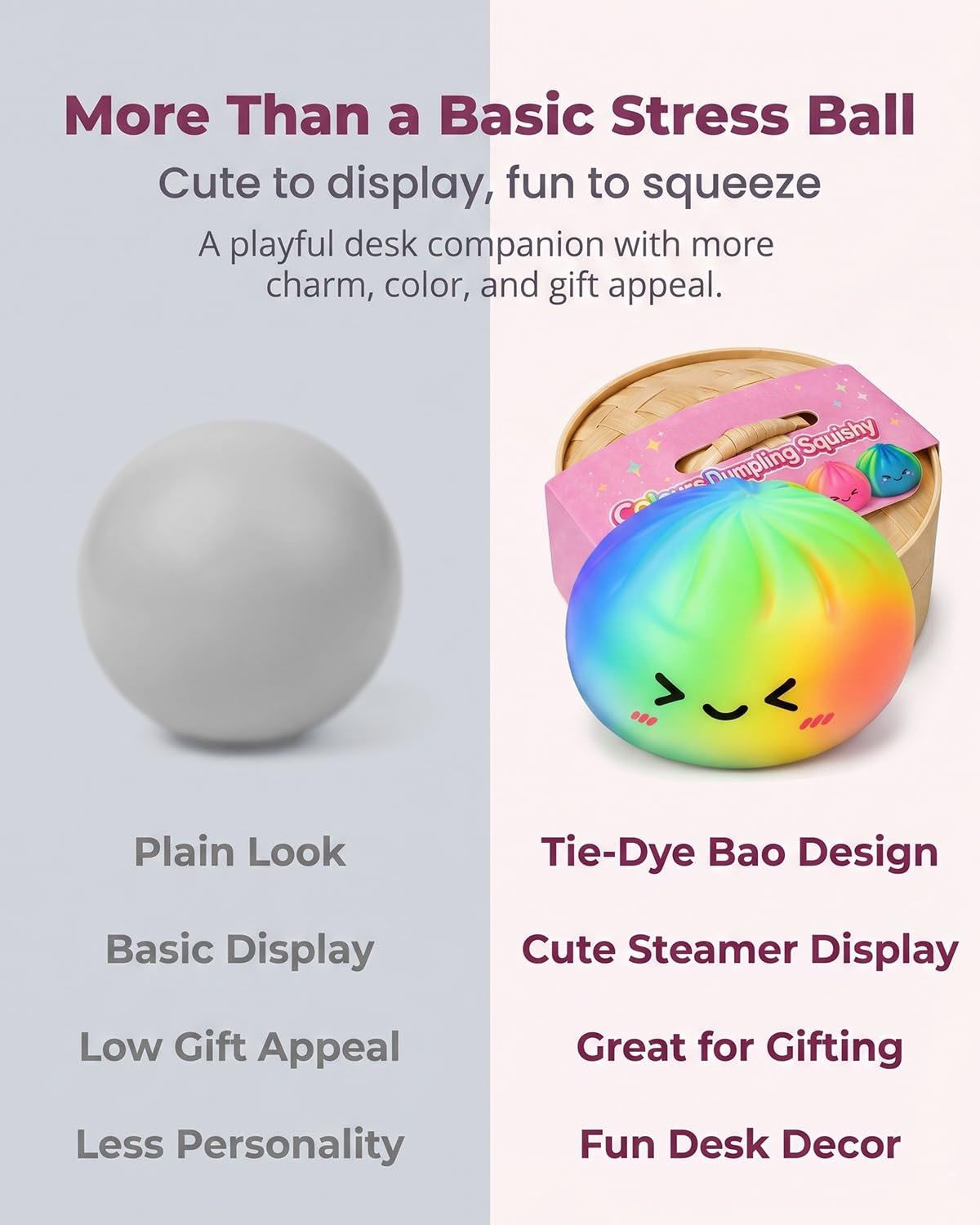 Tie-Dye Dumpling Squishy with Steamer, Slow-Rise Squeeze Item
