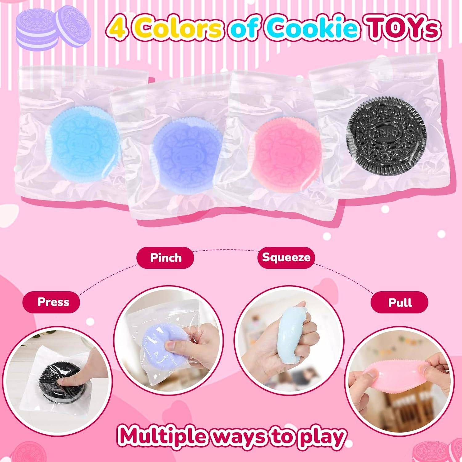 4-Pack Cookie Squishy Set, Soft Squeeze Items