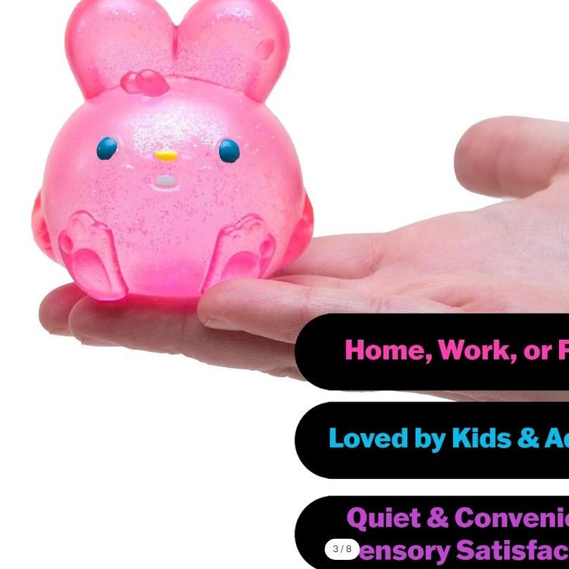 Glitter Bunny Squeeze Item, Pink