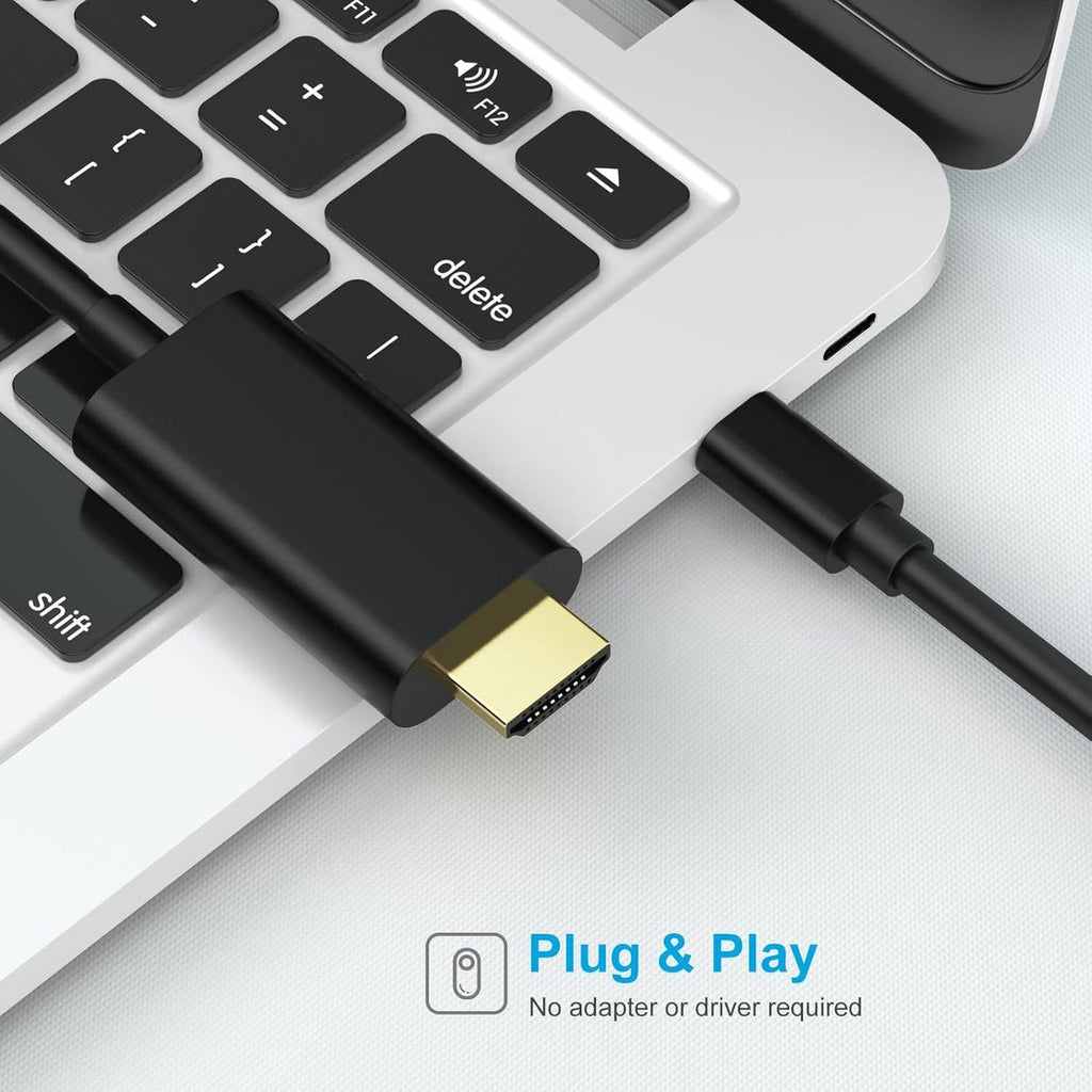 USB C to HDMI cable (6FT) - USB C HDMI cable - 4K Ultra HD, High-Speed - USB C HDMI cable - HDMI USB C cable - HDMI to USB C cable - USB Type C to HDMI cable for home office