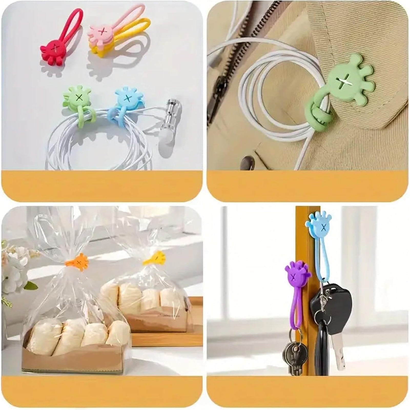 School Supplies Clearance! JWDX Twisted Wire Organizer Black, 10Pcs Cable Cable Clips Cable Organizers Reusable Silicone Cords Organizers Multipurpose Silicone Magnet Ties for Home School Green