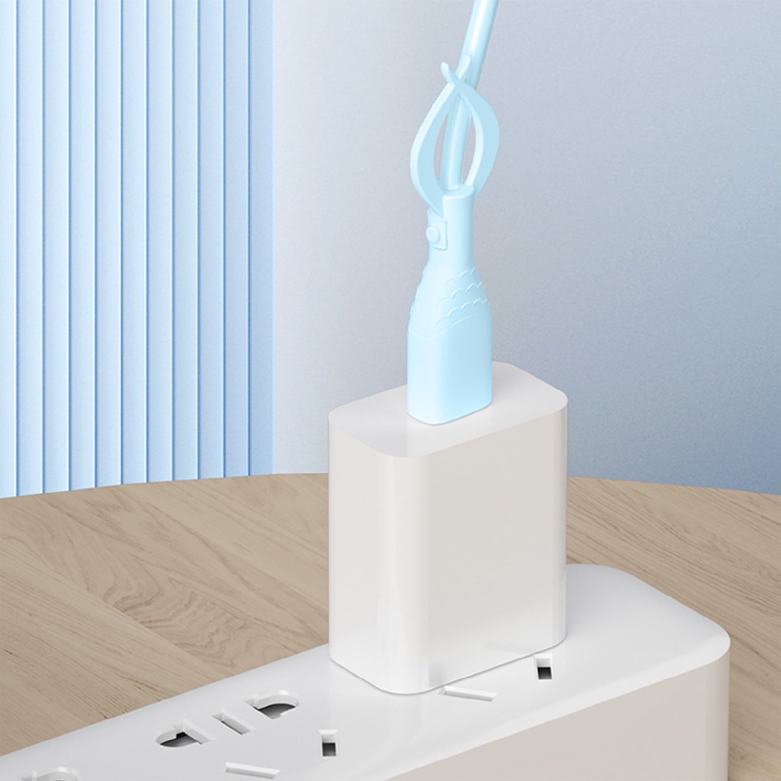 Cute Cable Protector Cover Compatible for iPhone Android USB Type-C Cable,3 PCS Colorful Soft Silicone Charging Cable Protector Cord Saver Data Cable Organizer Cable Strap Blue