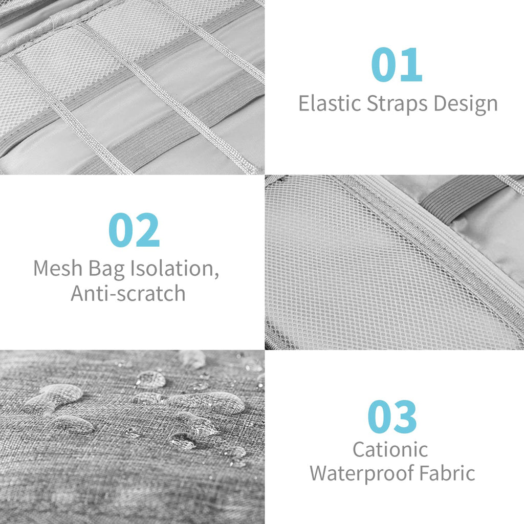 Cable Organizer - Electronics Organizer - Travel Bag - Cable Bag - Storage Bag - Charger - Power Bank - USB Stick - SD Card - Travel Accessories - Holiday - Office - Water-Repellent - Cable Management - Black - 1 Piece (Excluding Accessories)