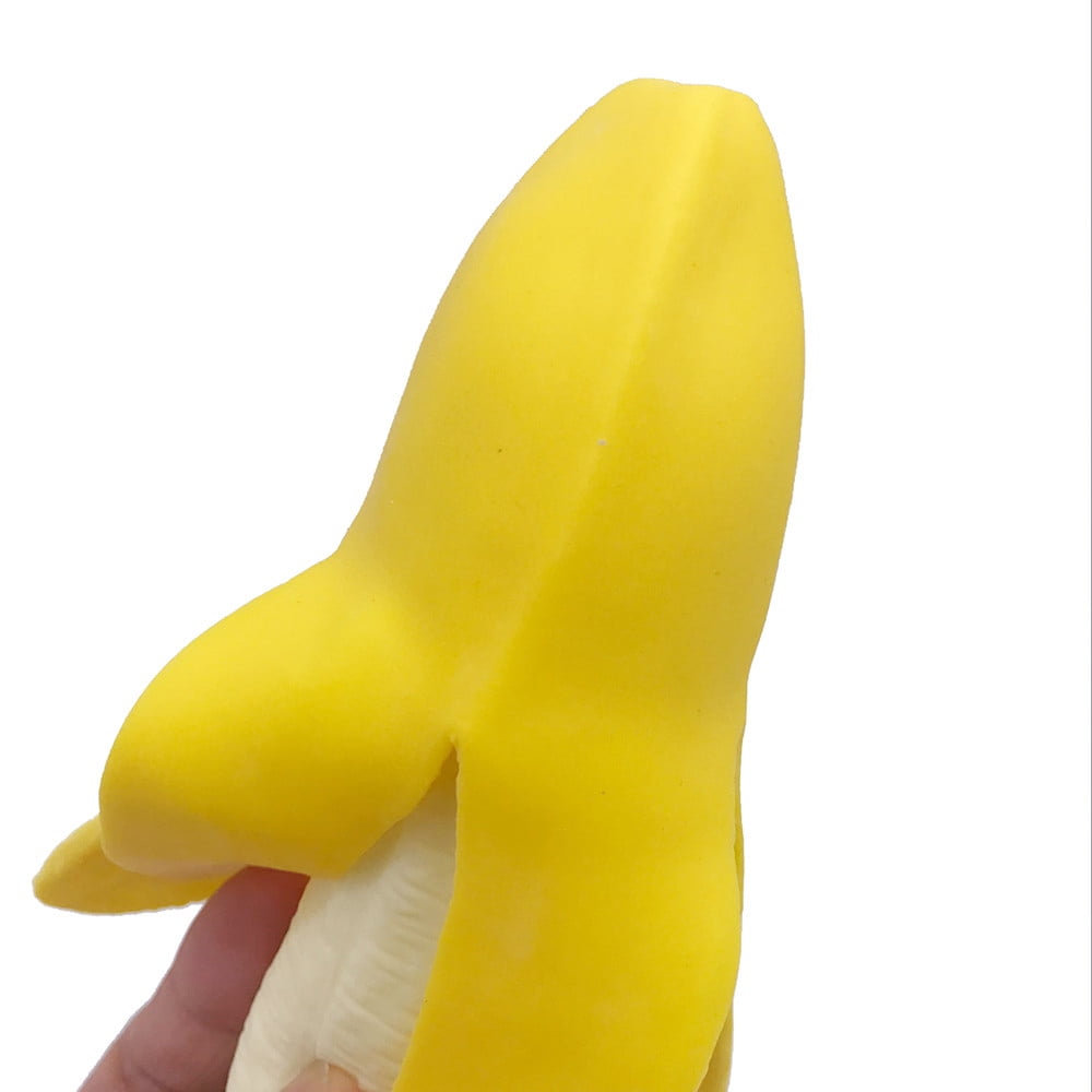 Banana Stress Ball, Soft Simulation Banana Fruit Squeezed Toys, Stretchy Banana Stress Ball Sensory Toys for Birthday Party Holiday Christmas Gift 1PC