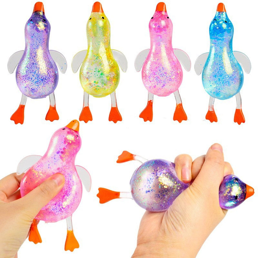 Darzheoy Squeeze Glitter Ducks Fidget Toys Pack Stress Relief Sensory Toys for Kids Adults Anxiety Relief Squeeze Toys (Random, 1pc) N