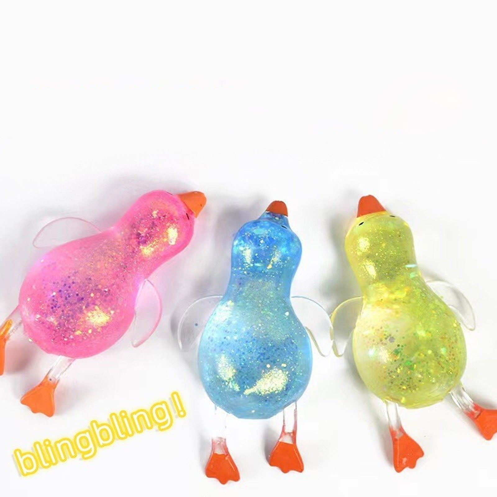 Darzheoy Squeeze Glitter Ducks Fidget Toys Pack Stress Relief Sensory Toys for Kids Adults Anxiety Relief Squeeze Toys (Random, 1pc) N