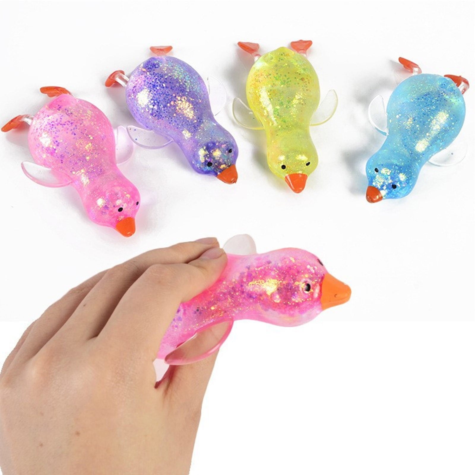 Darzheoy Squeeze Glitter Ducks Fidget Toys Pack Stress Relief Sensory Toys for Kids Adults Anxiety Relief Squeeze Toys (Random, 1pc) N