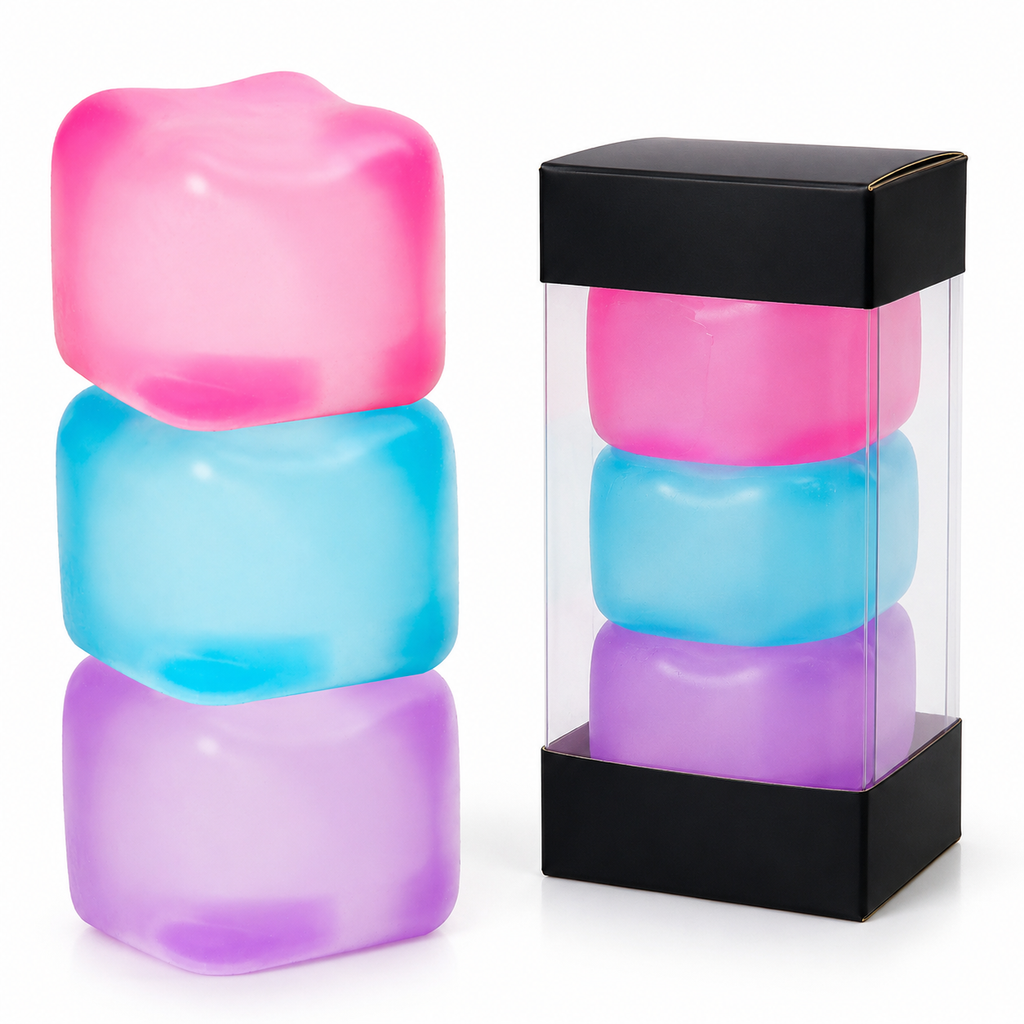 Red Stress Cube Fidget Squishy Slow Rising Squeeze Toy, Fun Sensory Stress Ball for Kids Adults Teens