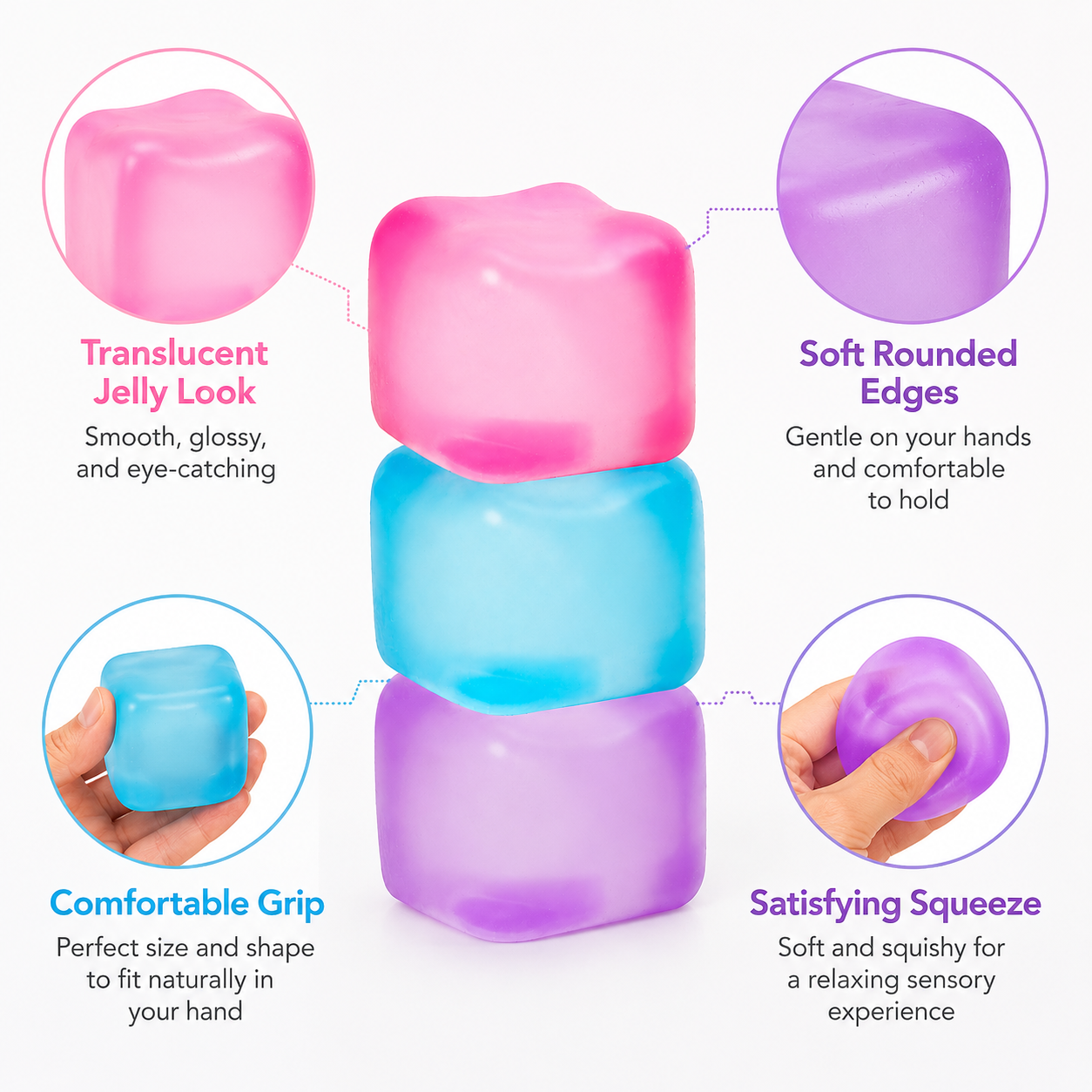 Red Stress Cube Fidget Squishy Slow Rising Squeeze Toy, Fun Sensory Stress Ball for Kids Adults Teens
