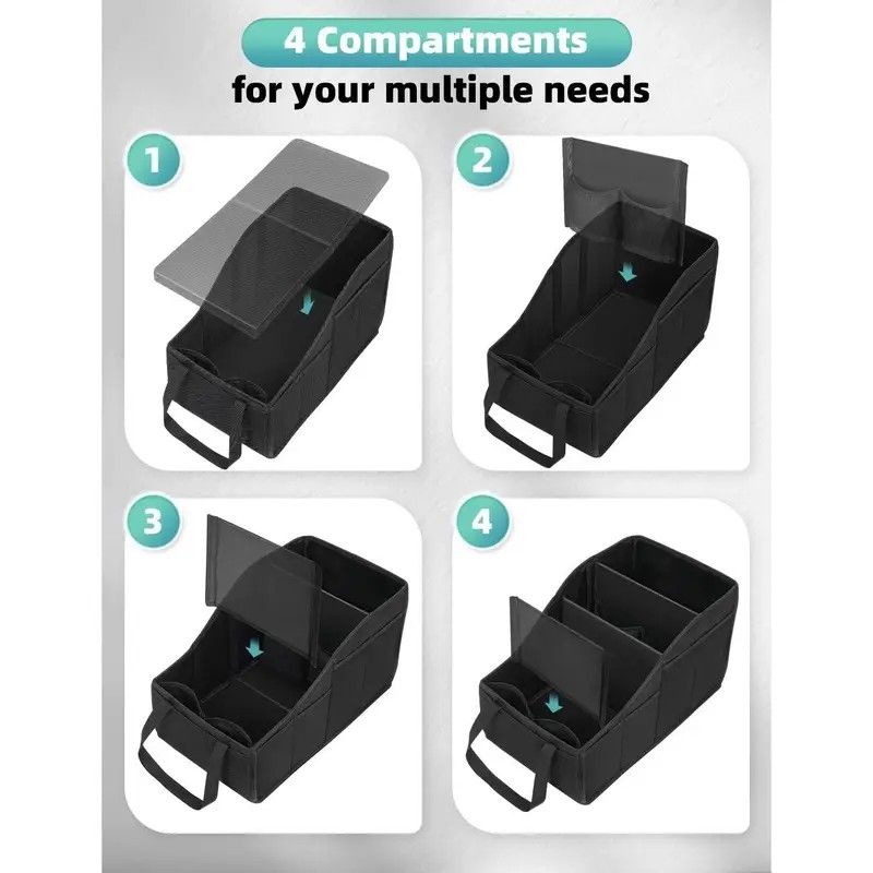 Car Multi-Compartment Organizer: Non-Slip & Spacious, 4-Section Storage for a Tidy Interior
