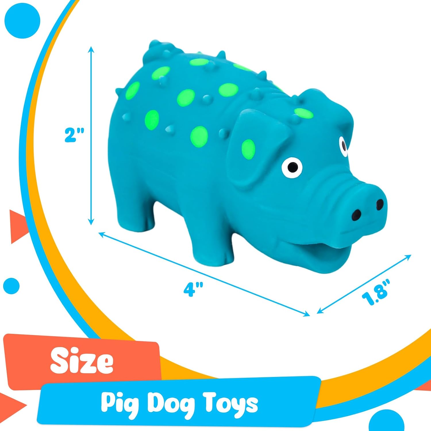 Squeaky Latex Grunting Pig Dog Toy, 4 Inch Small Blue Prank Gifts Puppy Chew Toys Rubber Squeeze Gift for Dogs