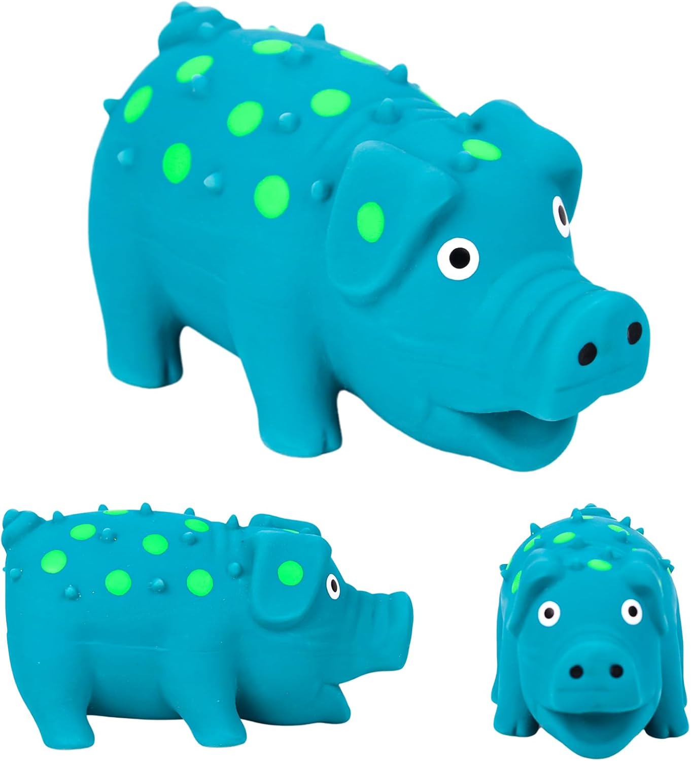 Squeaky Latex Grunting Pig Dog Toy, 4 Inch Small Blue Prank Gifts Puppy Chew Toys Rubber Squeeze Gift for Dogs