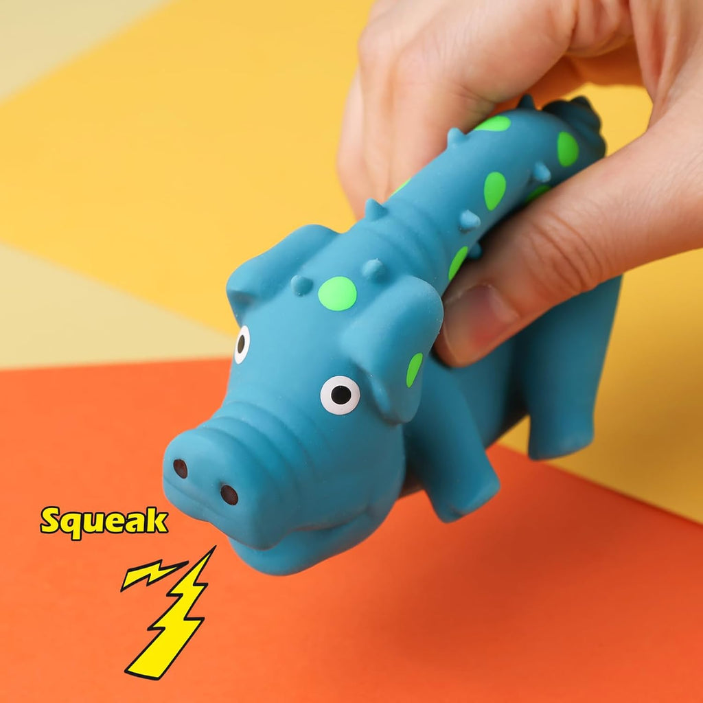 Squeaky Latex Grunting Pig Dog Toy, 4 Inch Small Blue Prank Gifts Puppy Chew Toys Rubber Squeeze Gift for Dogs