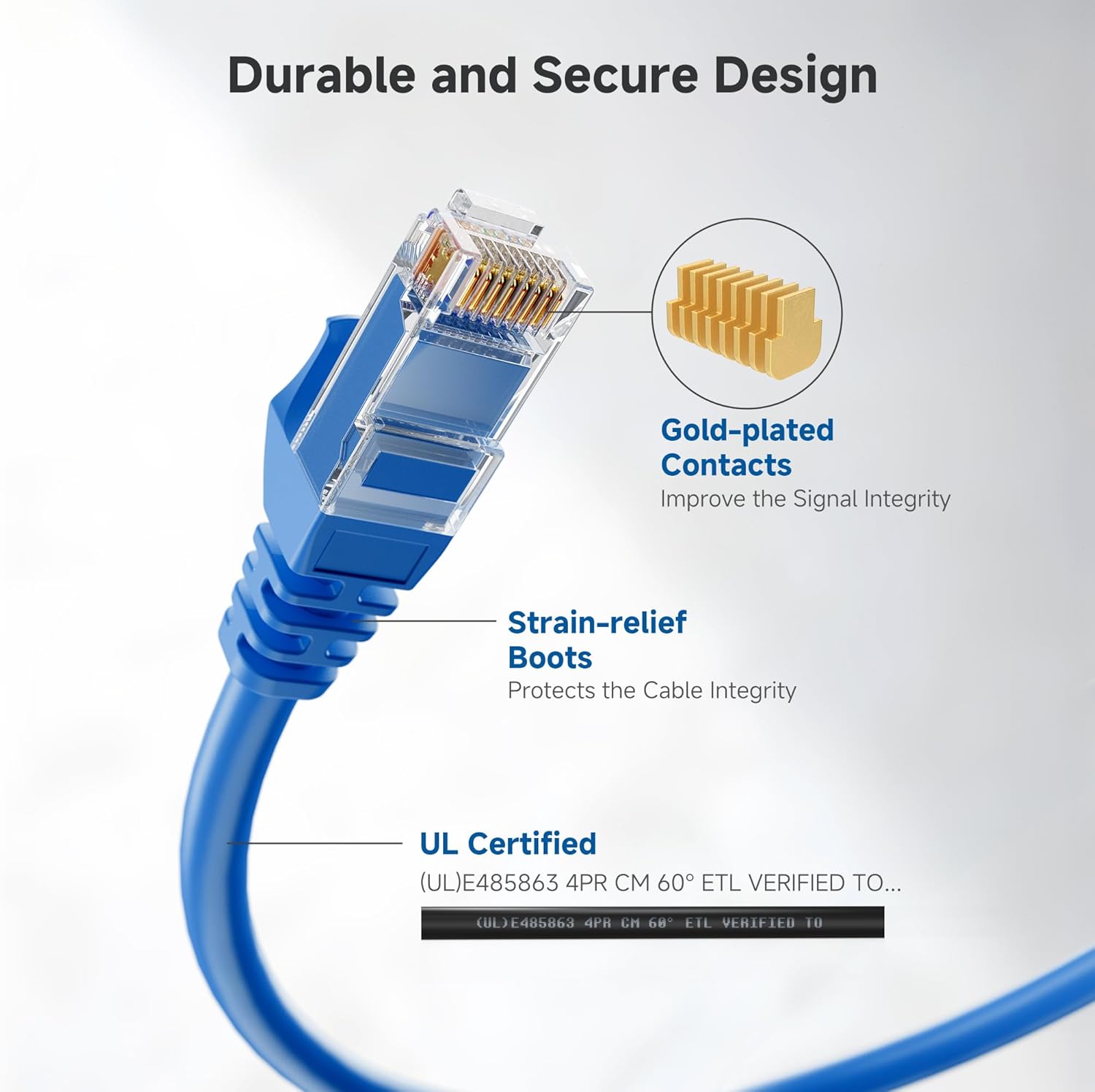10Gbps 5-Color Combo Snagless Cat 6 Ethernet Cable - 5ft, Cat 6 Cable, Cat6 Cord, Ethernet Cord, Multicolored (Black, Blue, White, Green, Red)