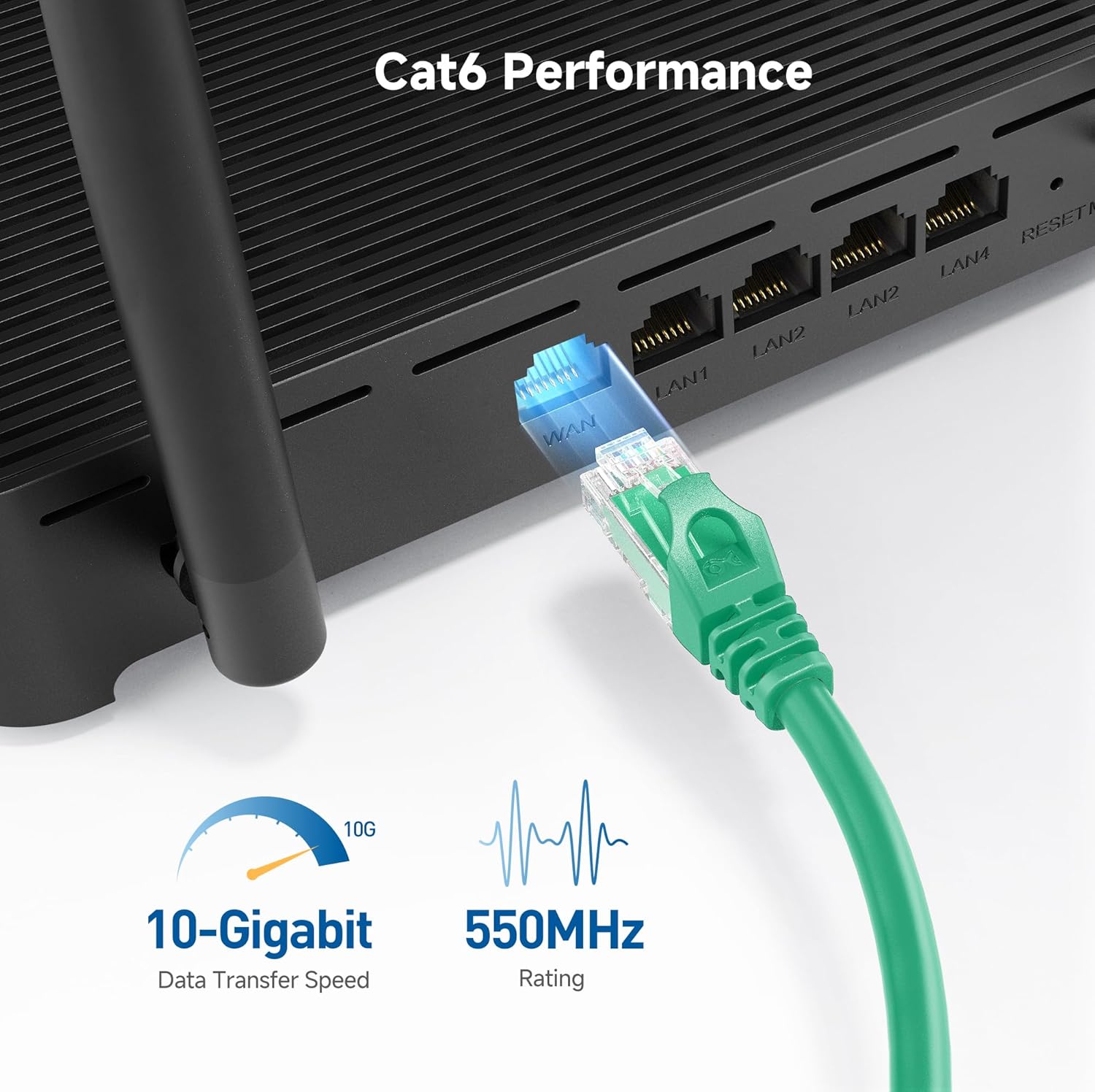 10Gbps 5-Color Combo Snagless Cat 6 Ethernet Cable - 5ft, Cat 6 Cable, Cat6 Cord, Ethernet Cord, Multicolored (Black, Blue, White, Green, Red)