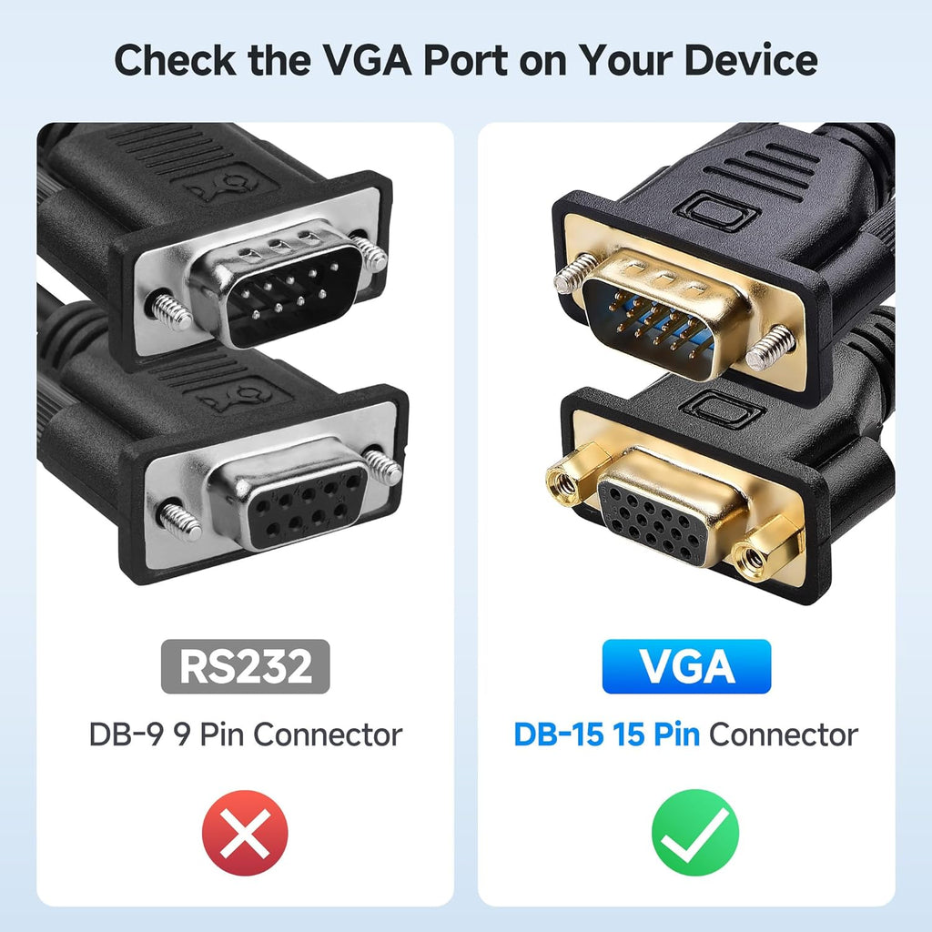VGA Extension Cable (VGA Cable Male to Female) - 6 Feet, Not Dual Male Cord, Not for DB9/Serial Use