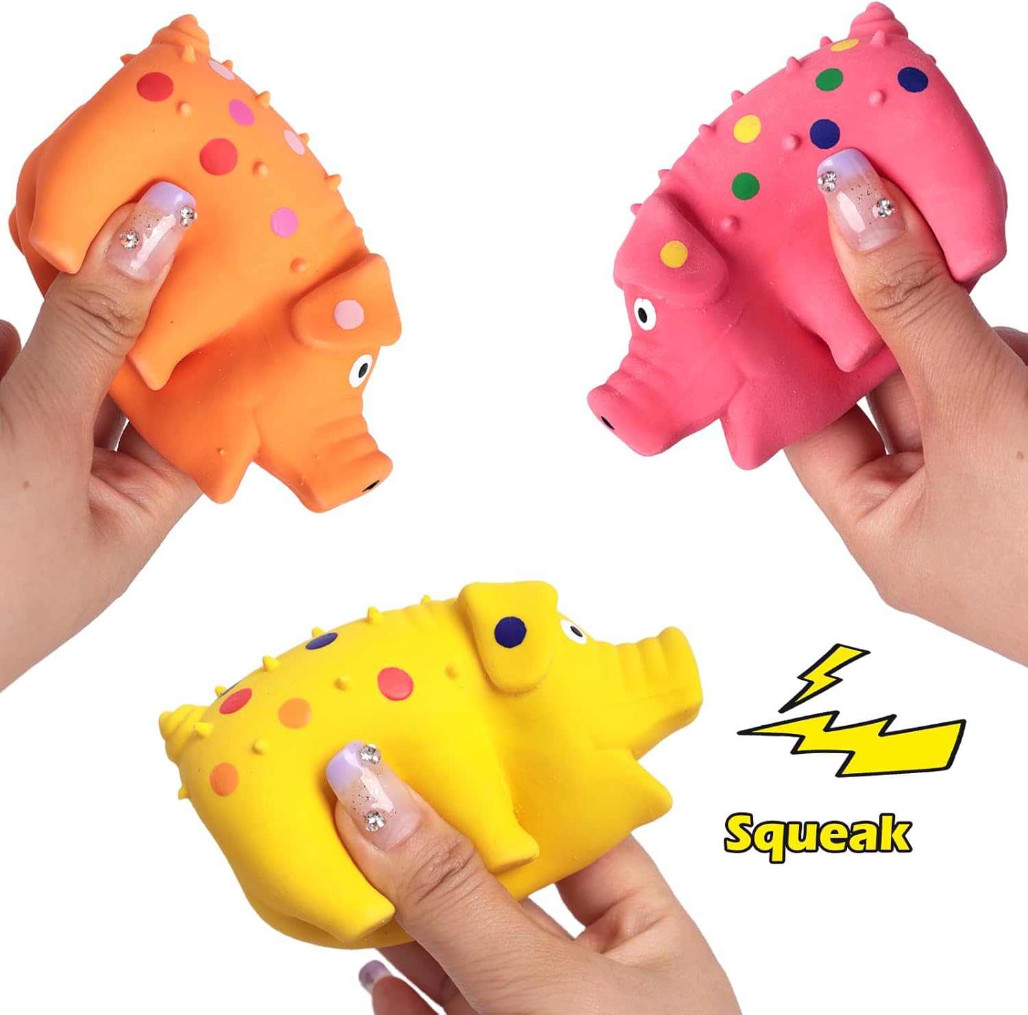 3PCS Squeaky Latex Grunting Pig Dog Toys, 4 Inch Prank Nosie Maker Puppy Chew Toys Rubber Squeeze Gift for Dogs