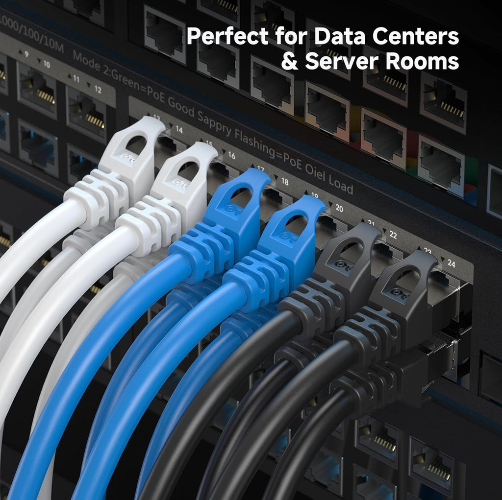 10Gbps Snagless Shielded Cat 6A Ethernet Cable - 50ft, Cat 6A Cable, Cat6A Cord, Ethernet Cord, Black